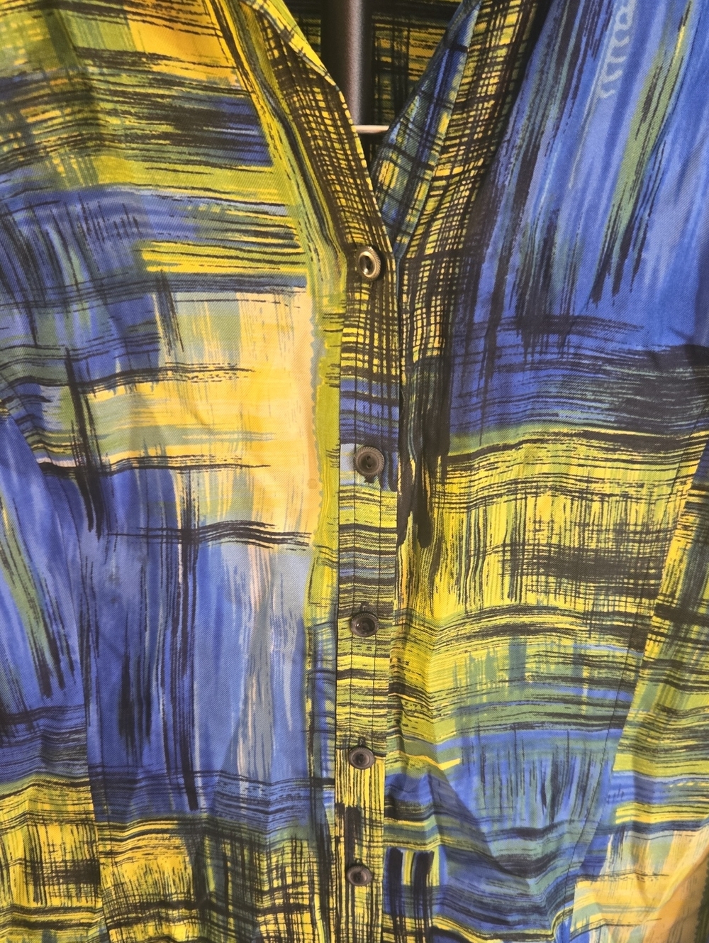 Jones New York Blue and Yellow Brushstroke Button-Down Shirt - Picture 3 of 4